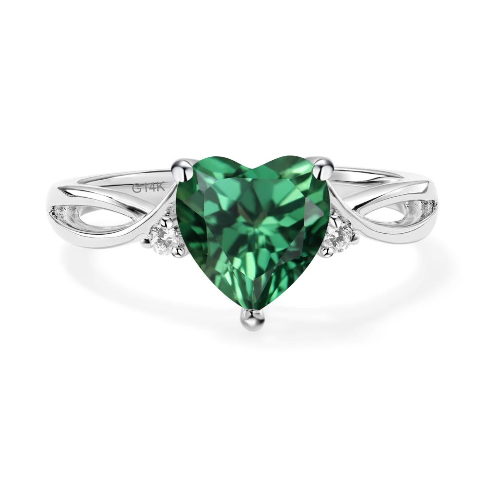 Heart Cut Lab Grown Green Sapphire Engagement Ring - LUO Jewelry #metal_14k white gold