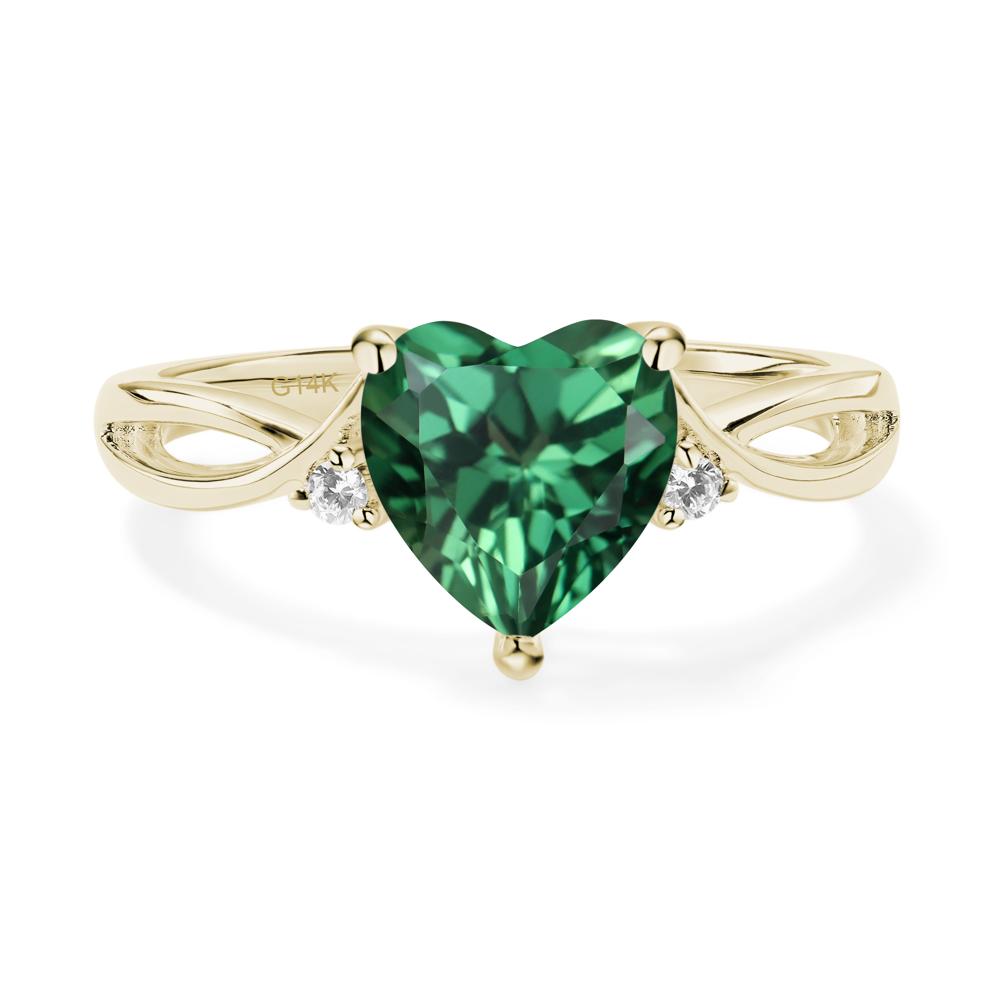 Heart Cut Lab Grown Green Sapphire Engagement Ring - LUO Jewelry #metal_14k yellow gold