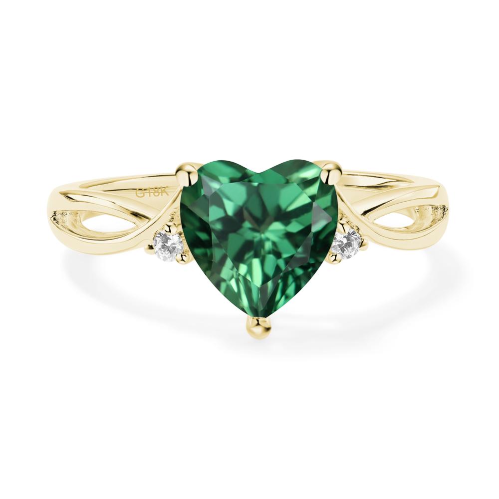 Heart Cut Lab Grown Green Sapphire Engagement Ring - LUO Jewelry #metal_18k yellow gold