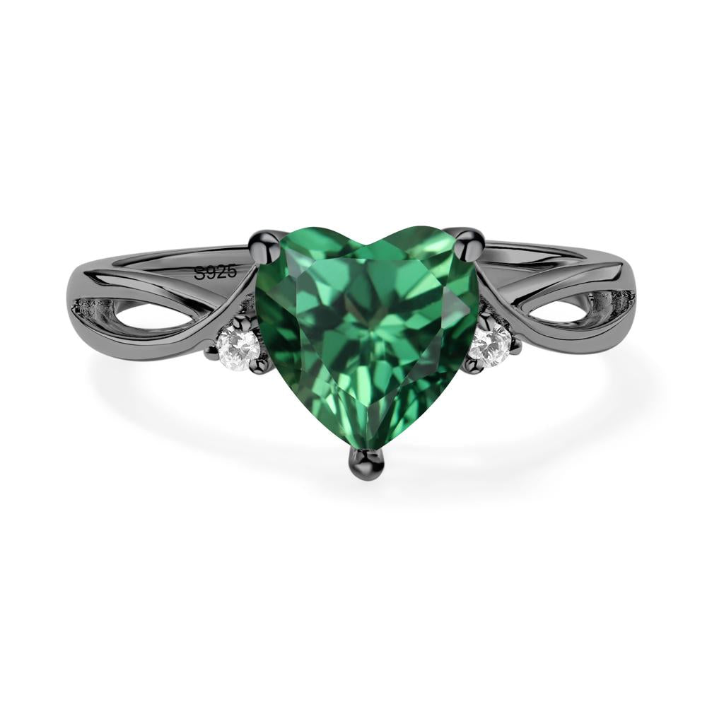 Heart Cut Lab Grown Green Sapphire Engagement Ring - LUO Jewelry #metal_black finish sterling silver