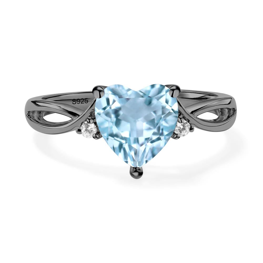Heart Cut Sky Blue Topaz Engagement Ring - LUO Jewelry #metal_black finish sterling silver