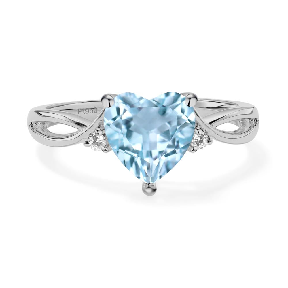 Heart Cut Sky Blue Topaz Engagement Ring - LUO Jewelry #metal_platinum