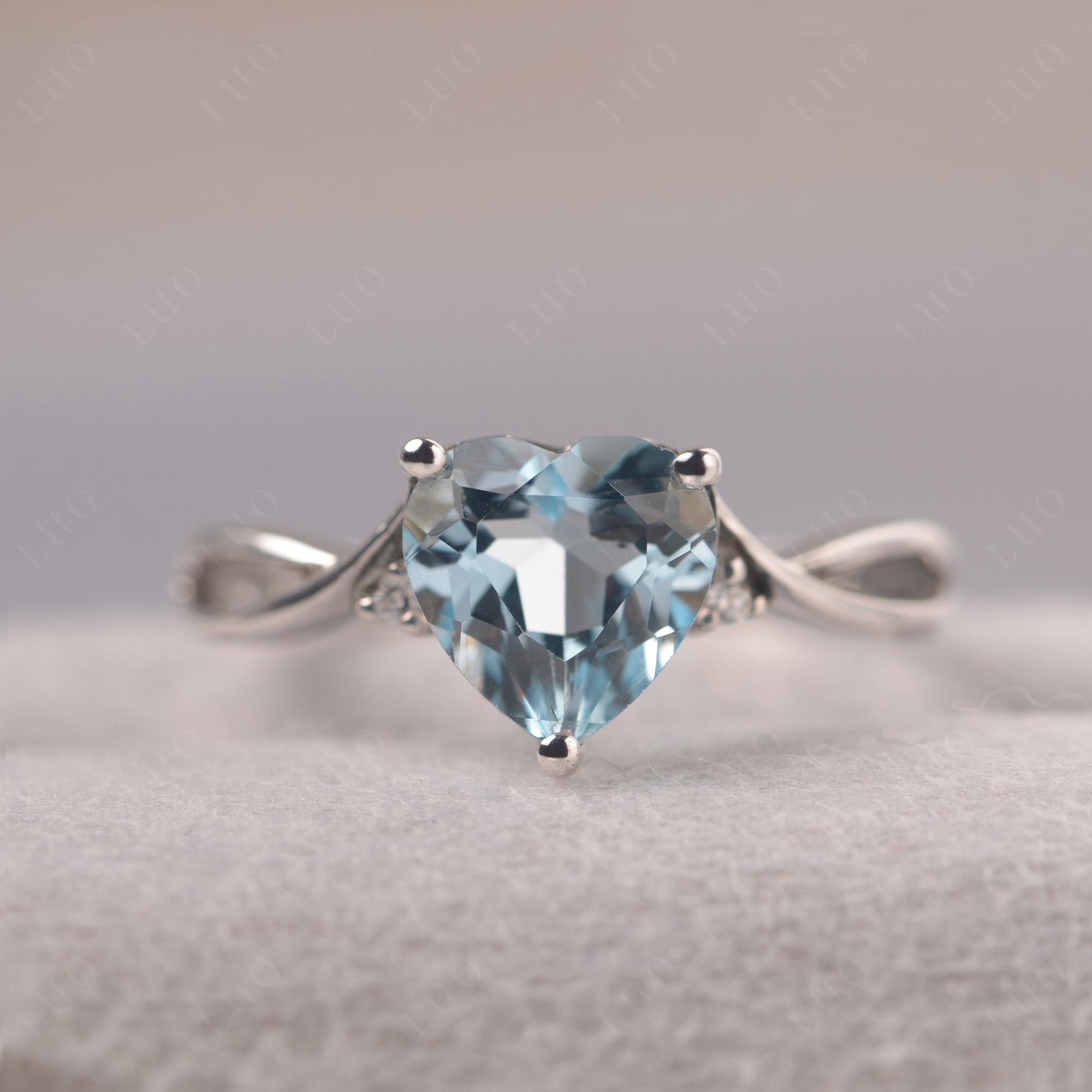 Heart Cut Sky Blue Topaz Engagement Ring - LUO Jewelry