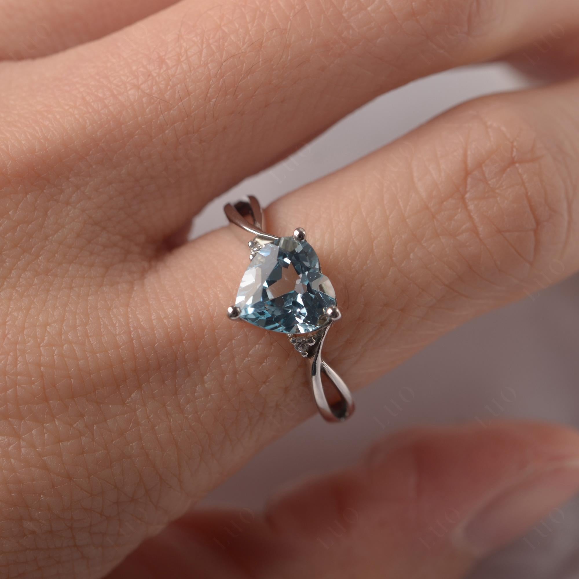 Heart Cut Sky Blue Topaz Engagement Ring - LUO Jewelry