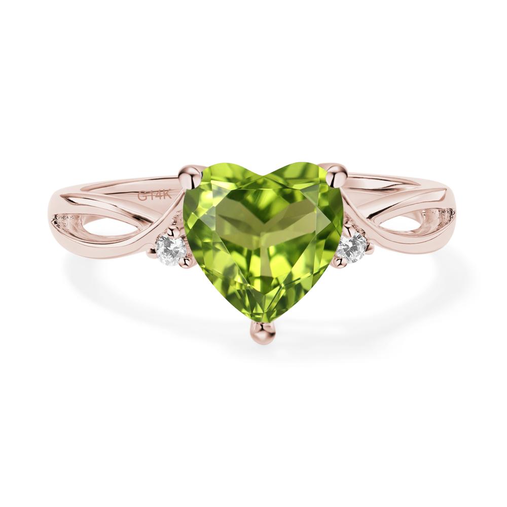 Heart Cut Peridot Engagement Ring - LUO Jewelry #metal_14k rose gold
