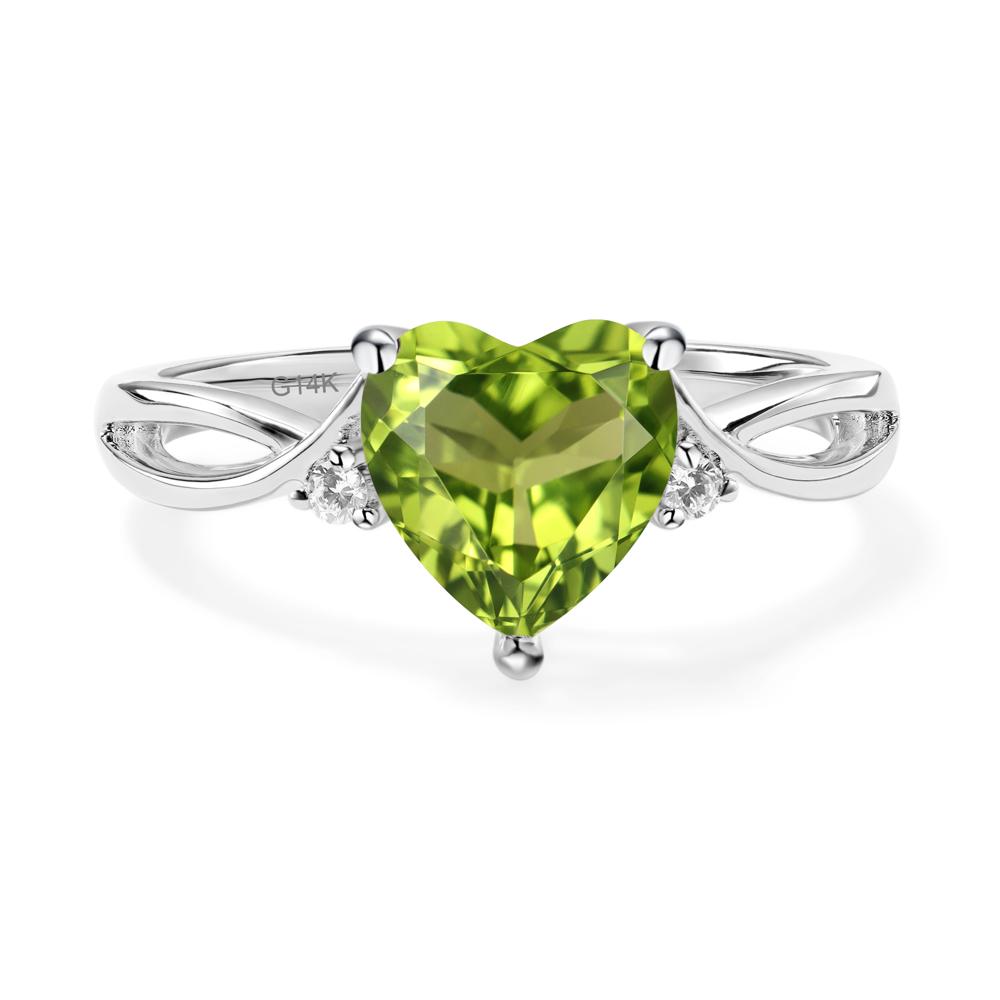 Heart Cut Peridot Engagement Ring - LUO Jewelry #metal_14k white gold