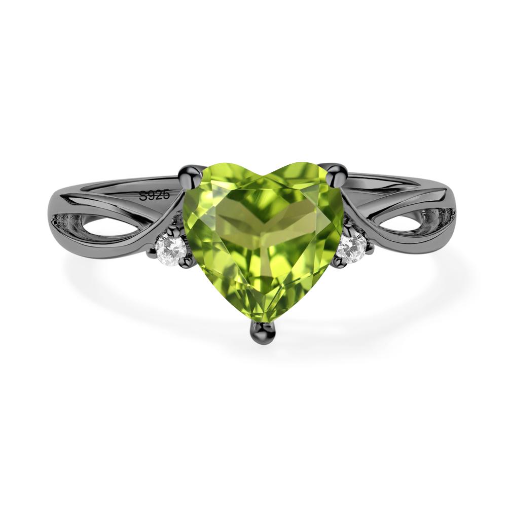Heart Cut Peridot Engagement Ring - LUO Jewelry #metal_black finish sterling silver