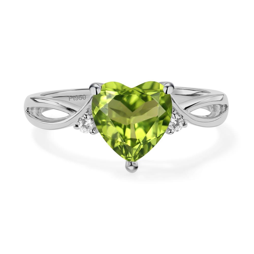 Heart Cut Peridot Engagement Ring - LUO Jewelry #metal_platinum