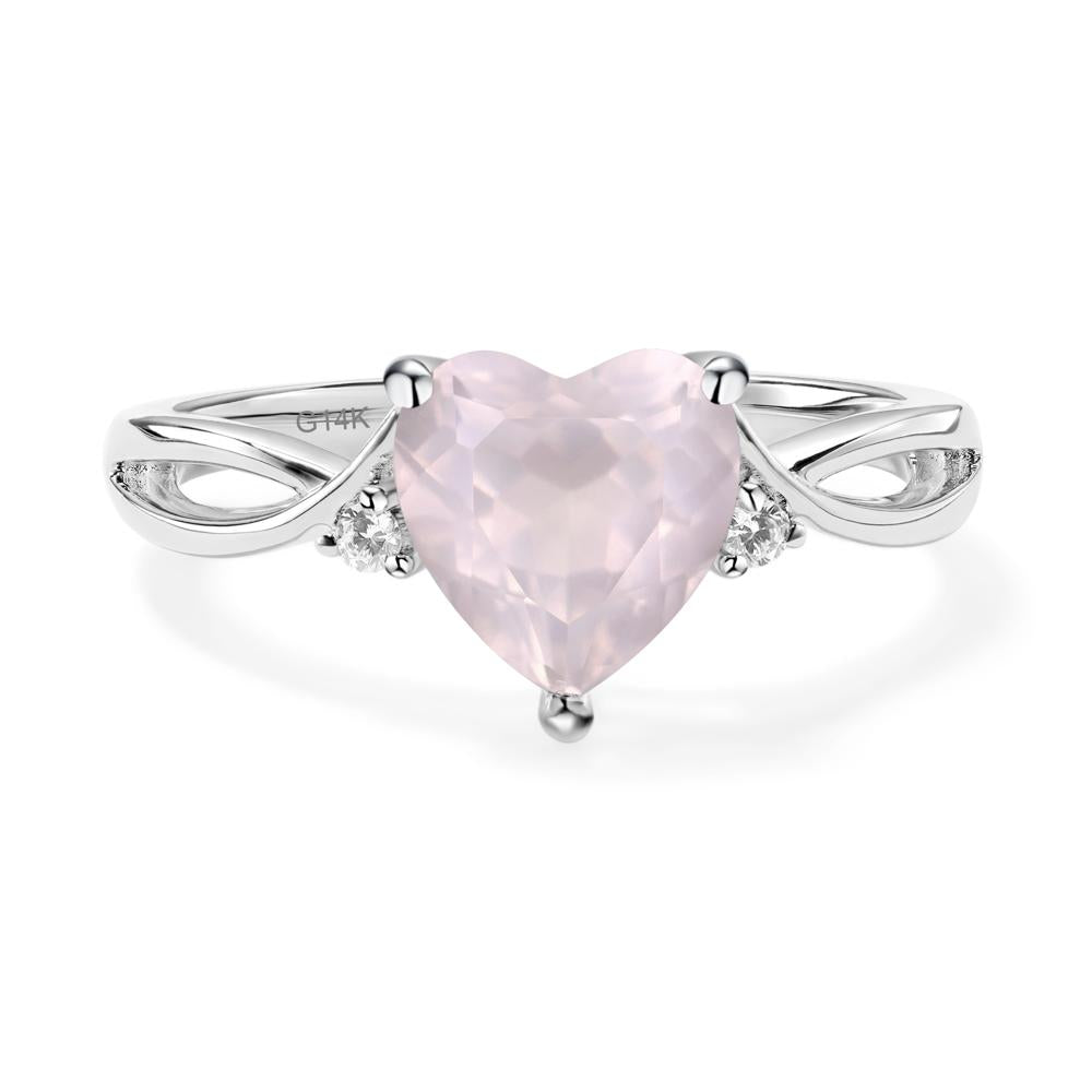 Heart Cut Rose Quartz Engagement Ring - LUO Jewelry #metal_14k white gold