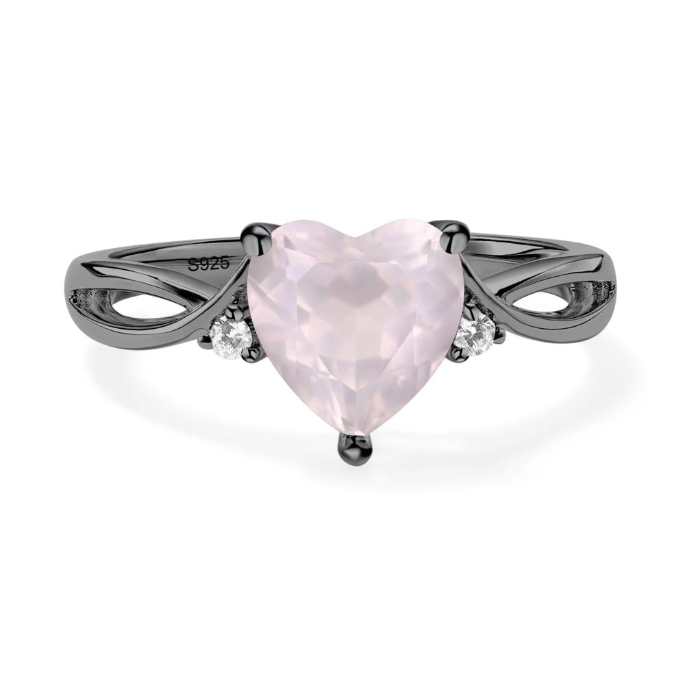 Heart Cut Rose Quartz Engagement Ring - LUO Jewelry #metal_black finish sterling silver