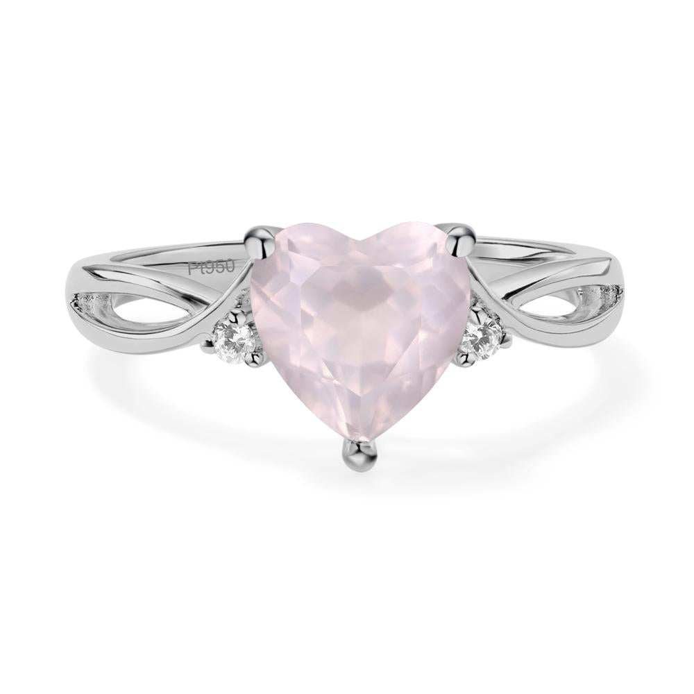 Heart Cut Rose Quartz Engagement Ring - LUO Jewelry #metal_platinum