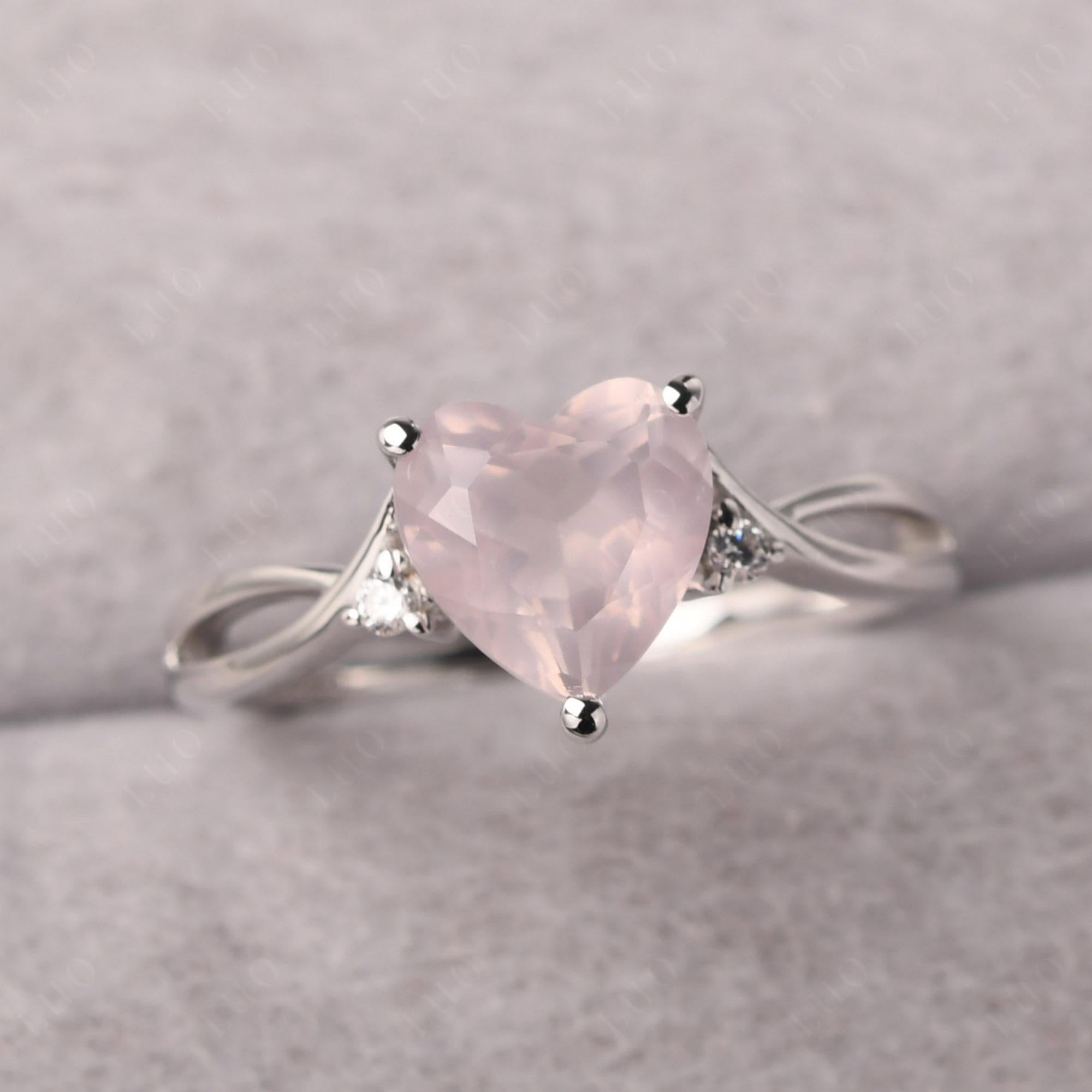 Heart Cut Rose Quartz Engagement Ring - LUO Jewelry