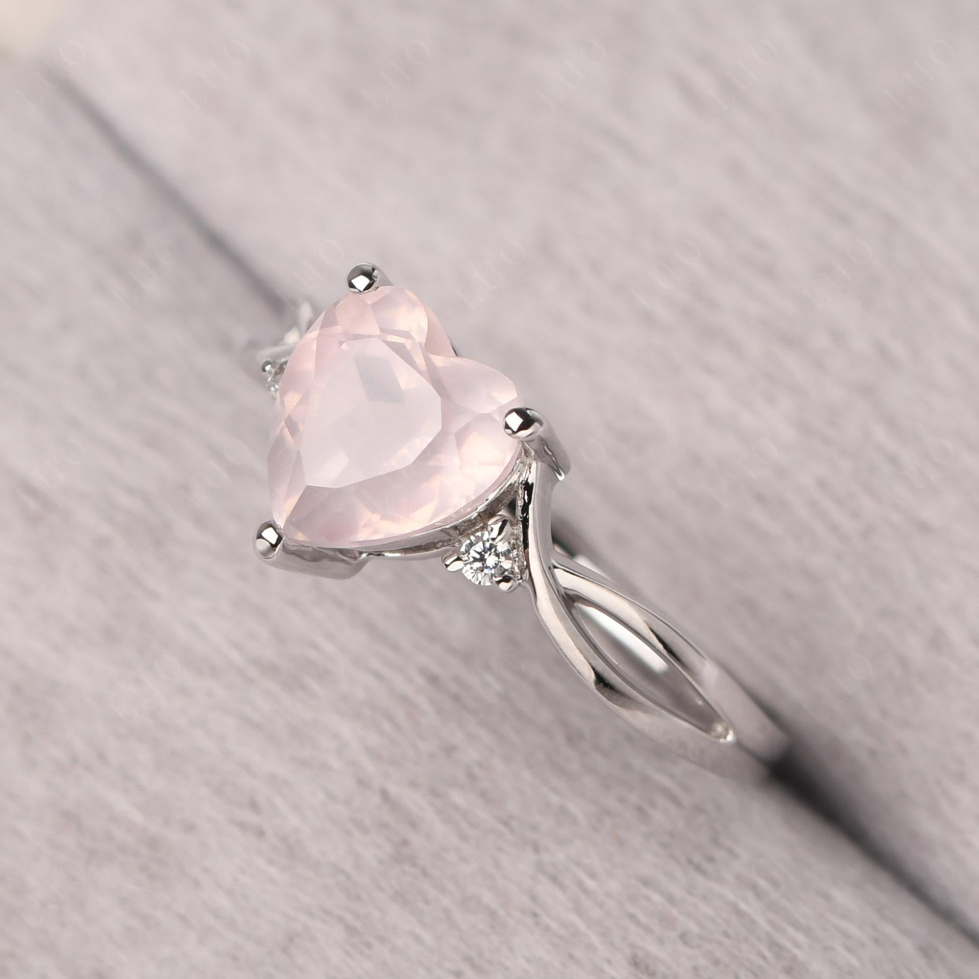 Heart Cut Rose Quartz Engagement Ring - LUO Jewelry