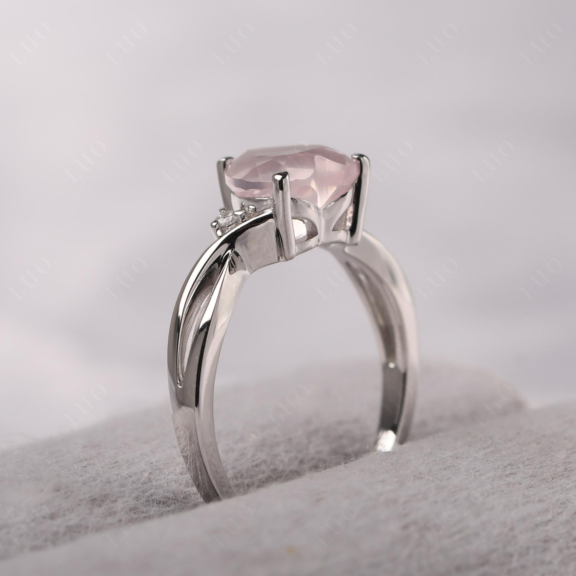 Heart Cut Rose Quartz Engagement Ring - LUO Jewelry