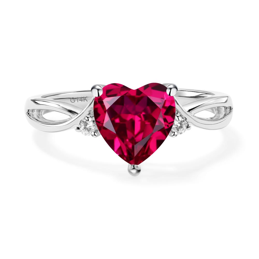 Heart Cut Ruby Engagement Ring - LUO Jewelry #metal_14k white gold