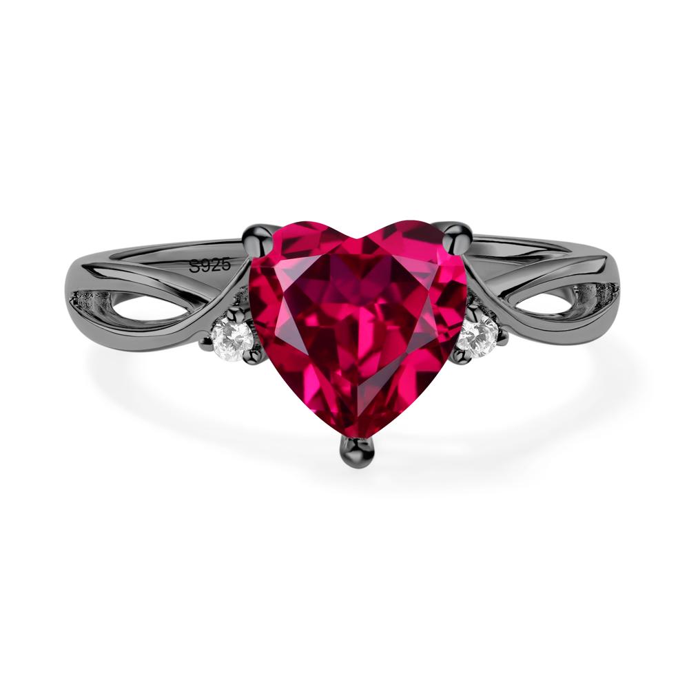 Heart Cut Ruby Engagement Ring - LUO Jewelry #metal_black finish sterling silver