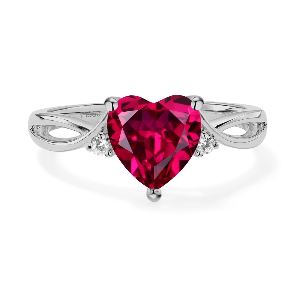 Heart Cut Ruby Engagement Ring - LUO Jewelry #metal_platinum