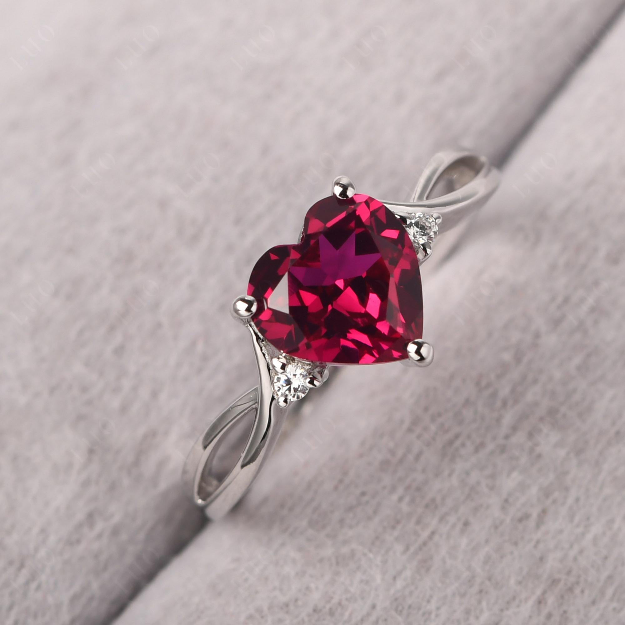 Heart Cut Ruby Engagement Ring - LUO Jewelry