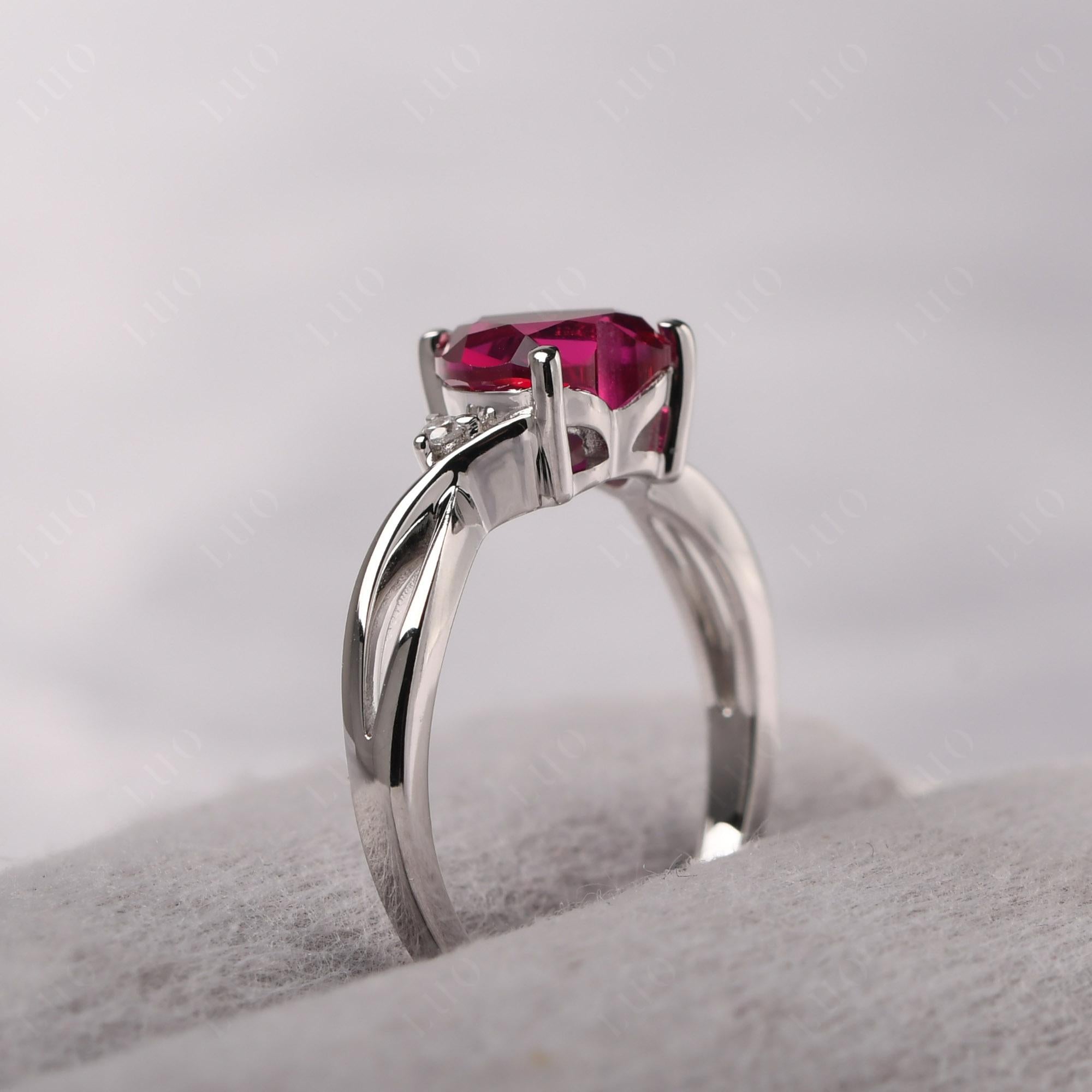 Heart Cut Ruby Engagement Ring - LUO Jewelry