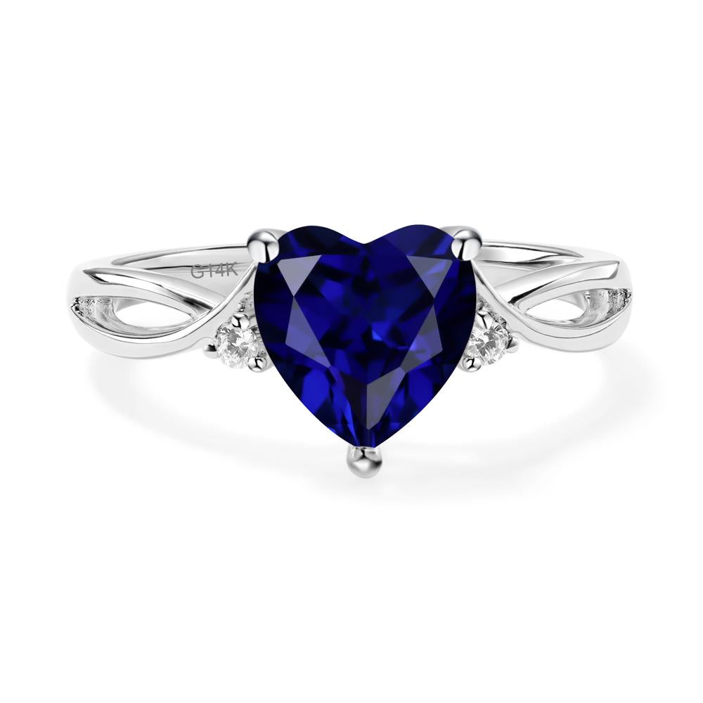 Heart Cut Lab Grown Sapphire Engagement Ring - LUO Jewelry #metal_14k white gold