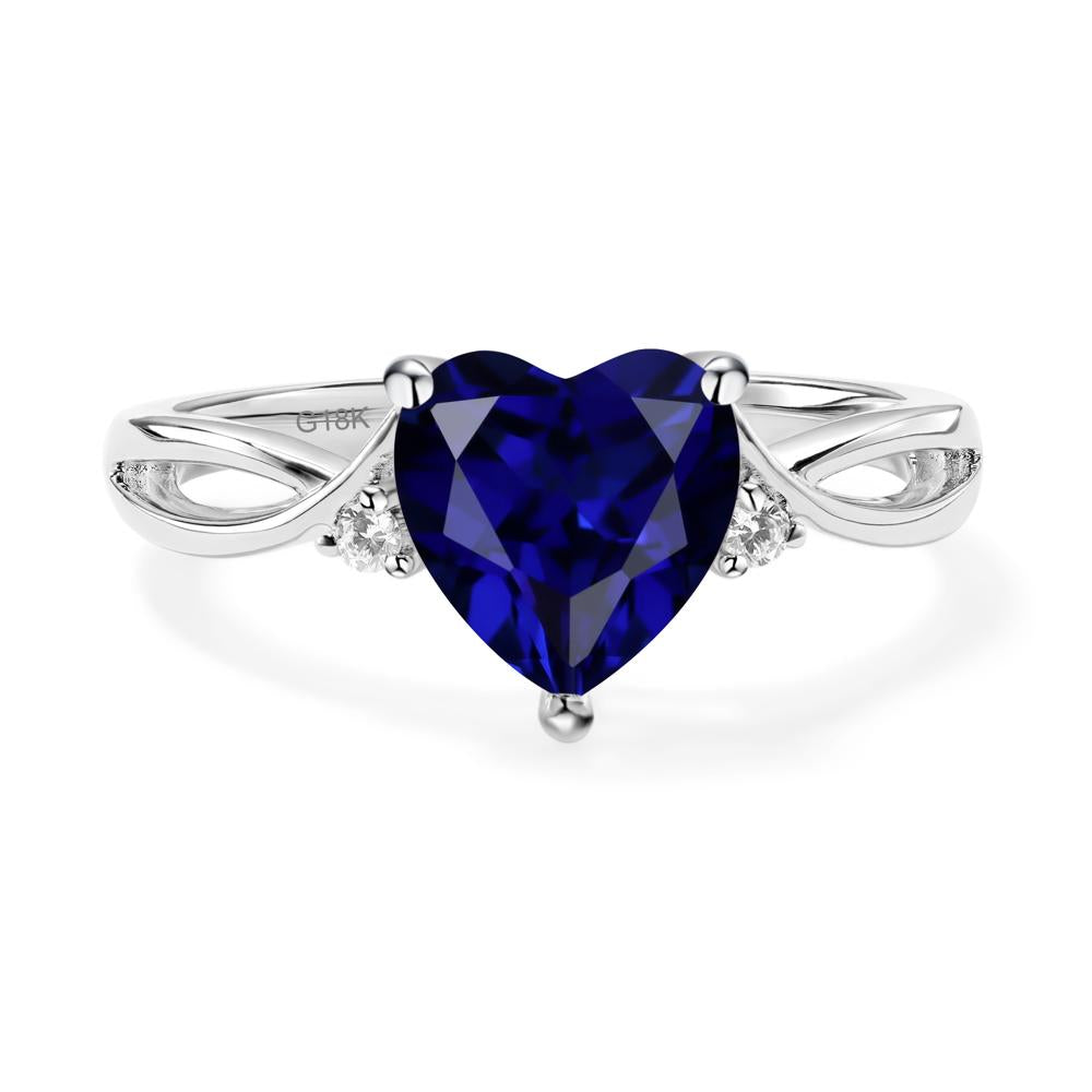 Heart Cut Lab Grown Sapphire Engagement Ring - LUO Jewelry #metal_18k white gold