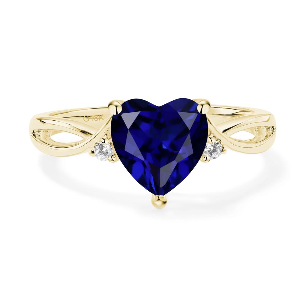 Heart Cut Lab Grown Sapphire Engagement Ring - LUO Jewelry #metal_18k yellow gold