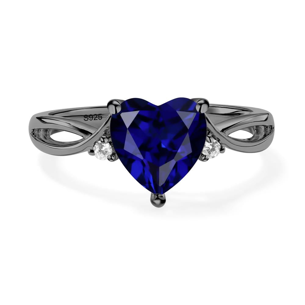 Heart Cut Lab Grown Sapphire Engagement Ring - LUO Jewelry #metal_black finish sterling silver