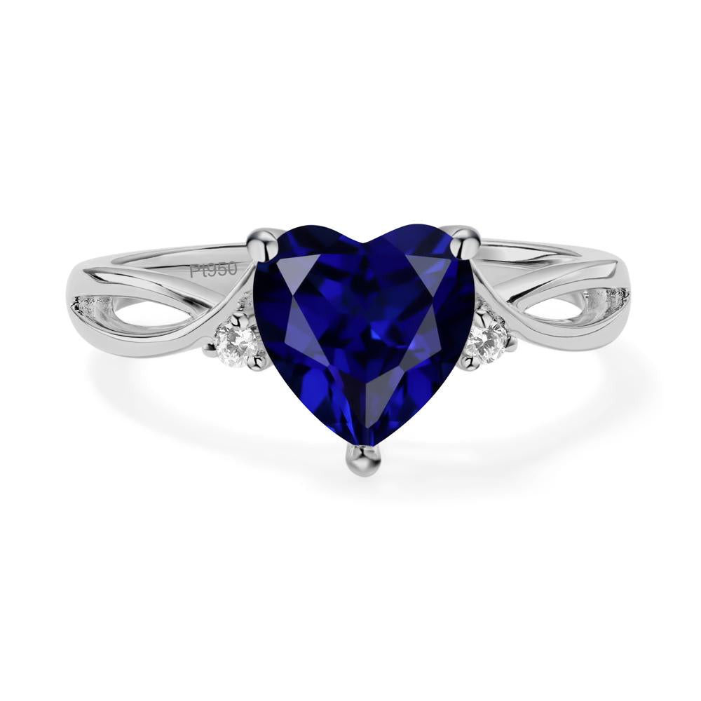 Heart Cut Lab Grown Sapphire Engagement Ring - LUO Jewelry #metal_platinum