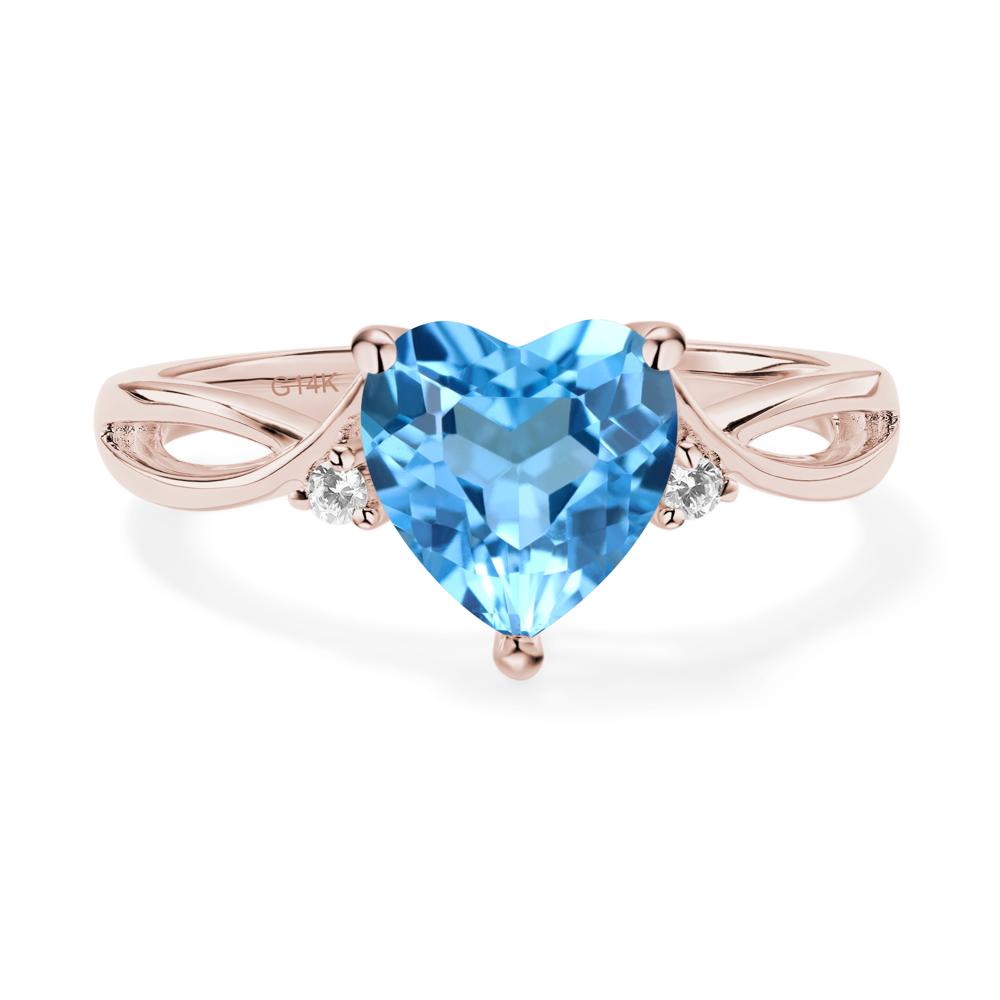 Heart Cut Swiss Blue Topaz Engagement Ring - LUO Jewelry #metal_14k rose gold