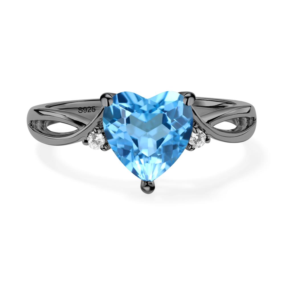 Heart Cut Swiss Blue Topaz Engagement Ring - LUO Jewelry #metal_black finish sterling silver