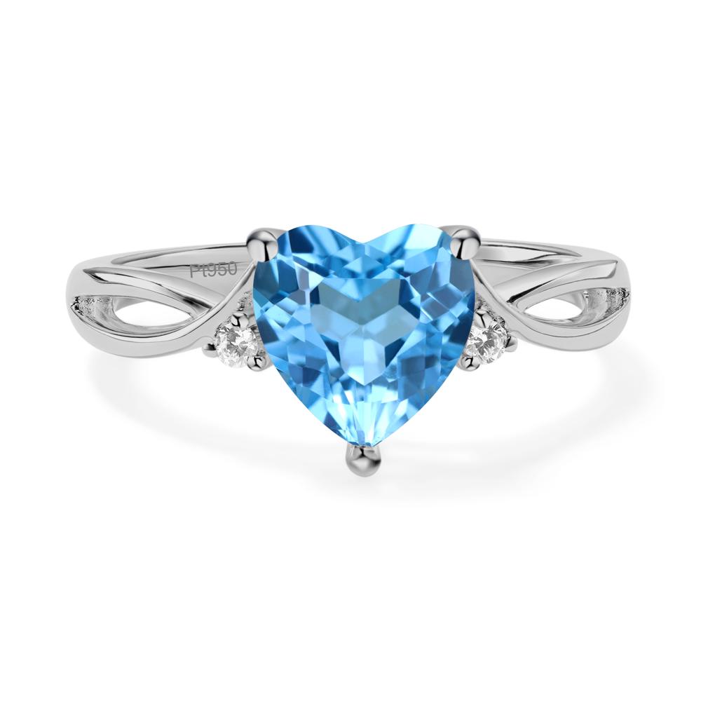 Heart Cut Swiss Blue Topaz Engagement Ring - LUO Jewelry #metal_platinum