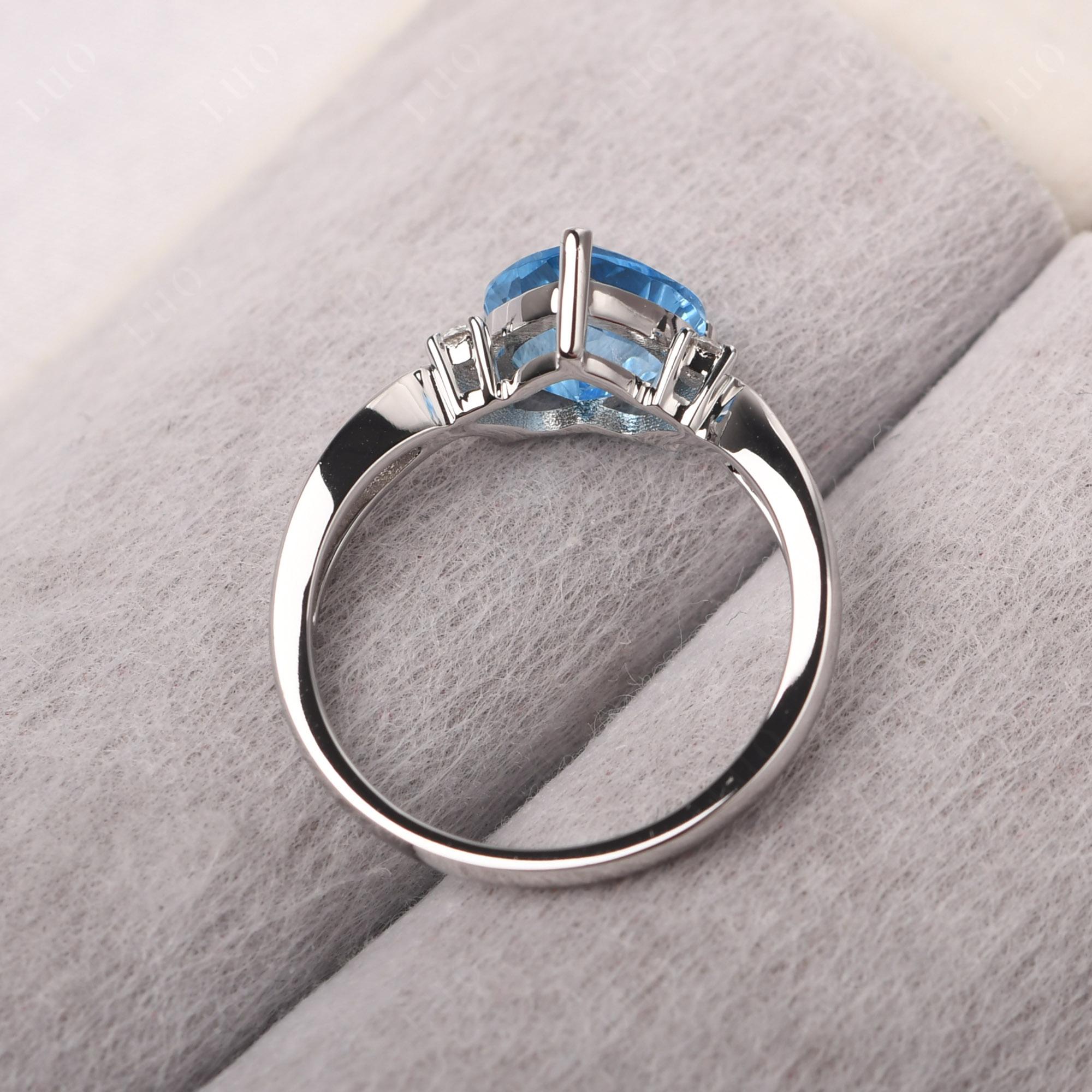 Heart Cut Swiss Blue Topaz Engagement Ring - LUO Jewelry