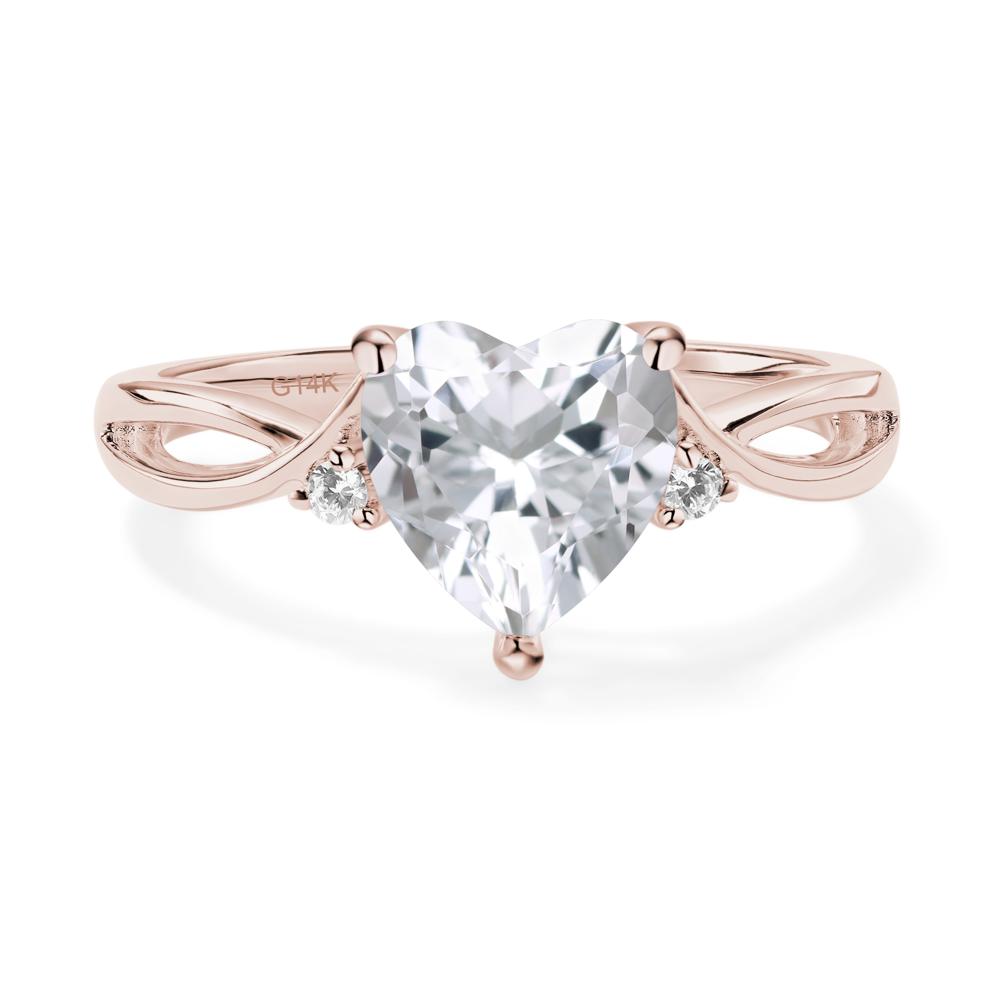 Heart Cut White Topaz Engagement Ring - LUO Jewelry #metal_14k rose gold