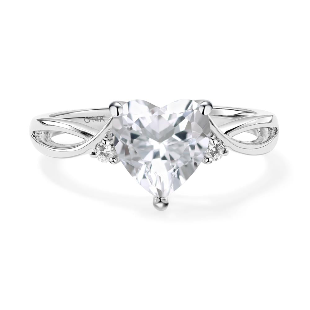 Heart Cut White Topaz Engagement Ring - LUO Jewelry #metal_14k white gold