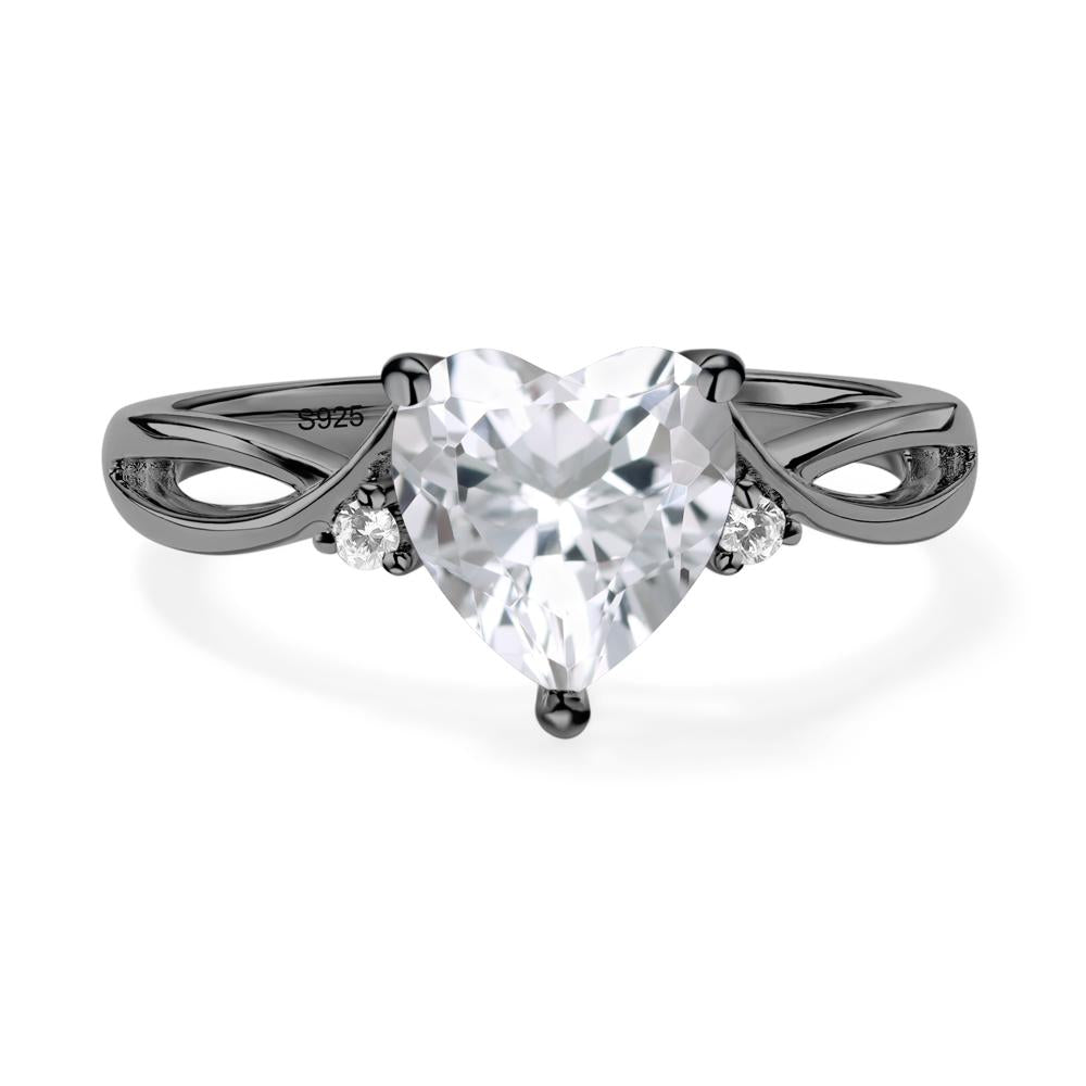 Heart Cut White Topaz Engagement Ring - LUO Jewelry #metal_black finish sterling silver