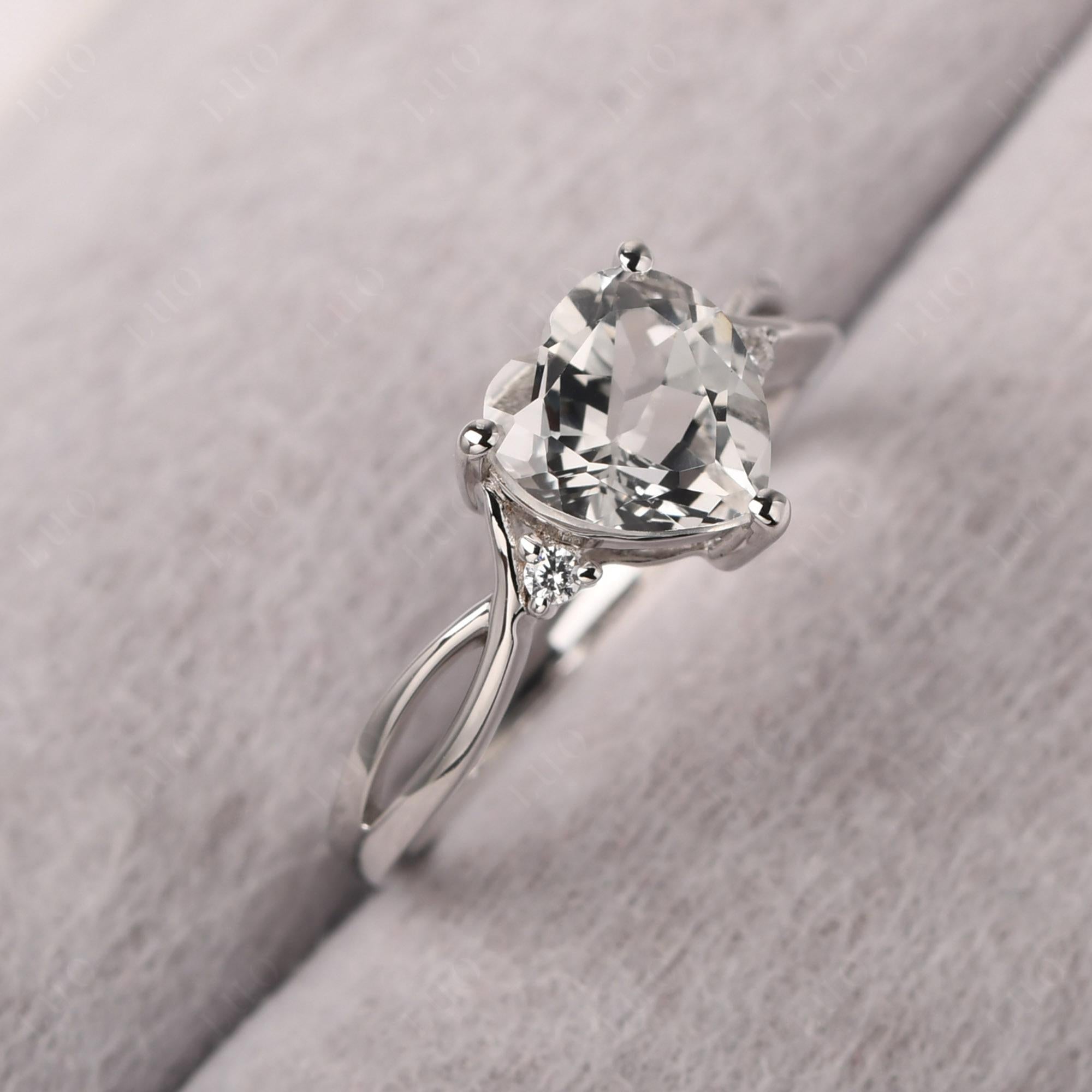 Heart Cut White Topaz Engagement Ring - LUO Jewelry