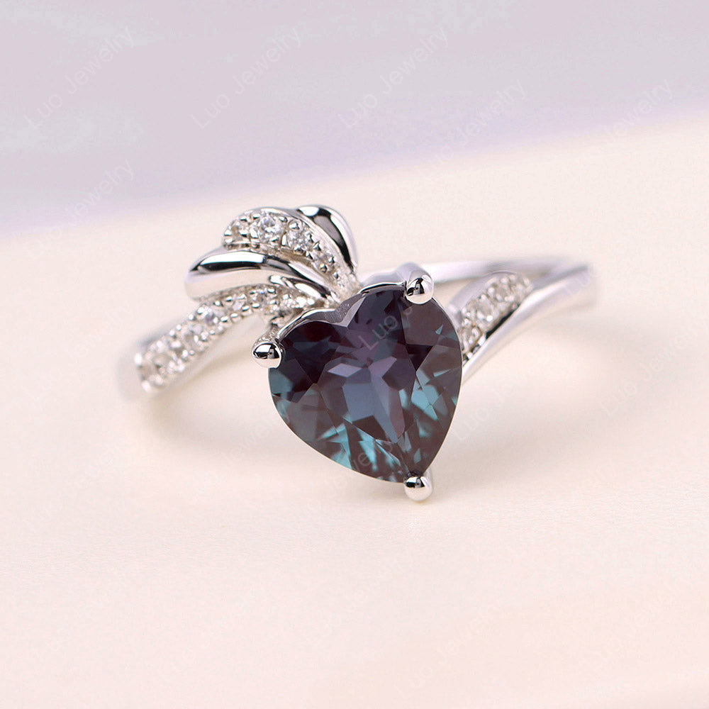 Heart Shaped Alexandrite Strawberry Ring