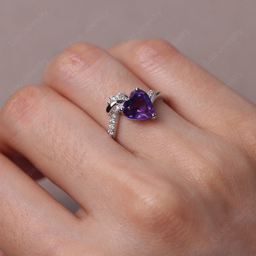 Heart Shaped Amethyst Strawberry Ring