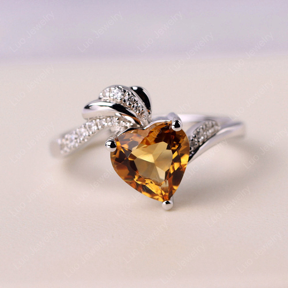 Heart Shaped Citrine Strawberry Ring