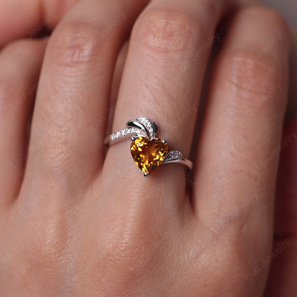 Heart Shaped Citrine Strawberry Ring