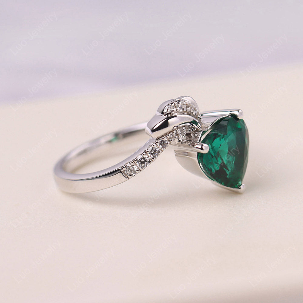 Heart Shaped Lab Emerald Strawberry Ring