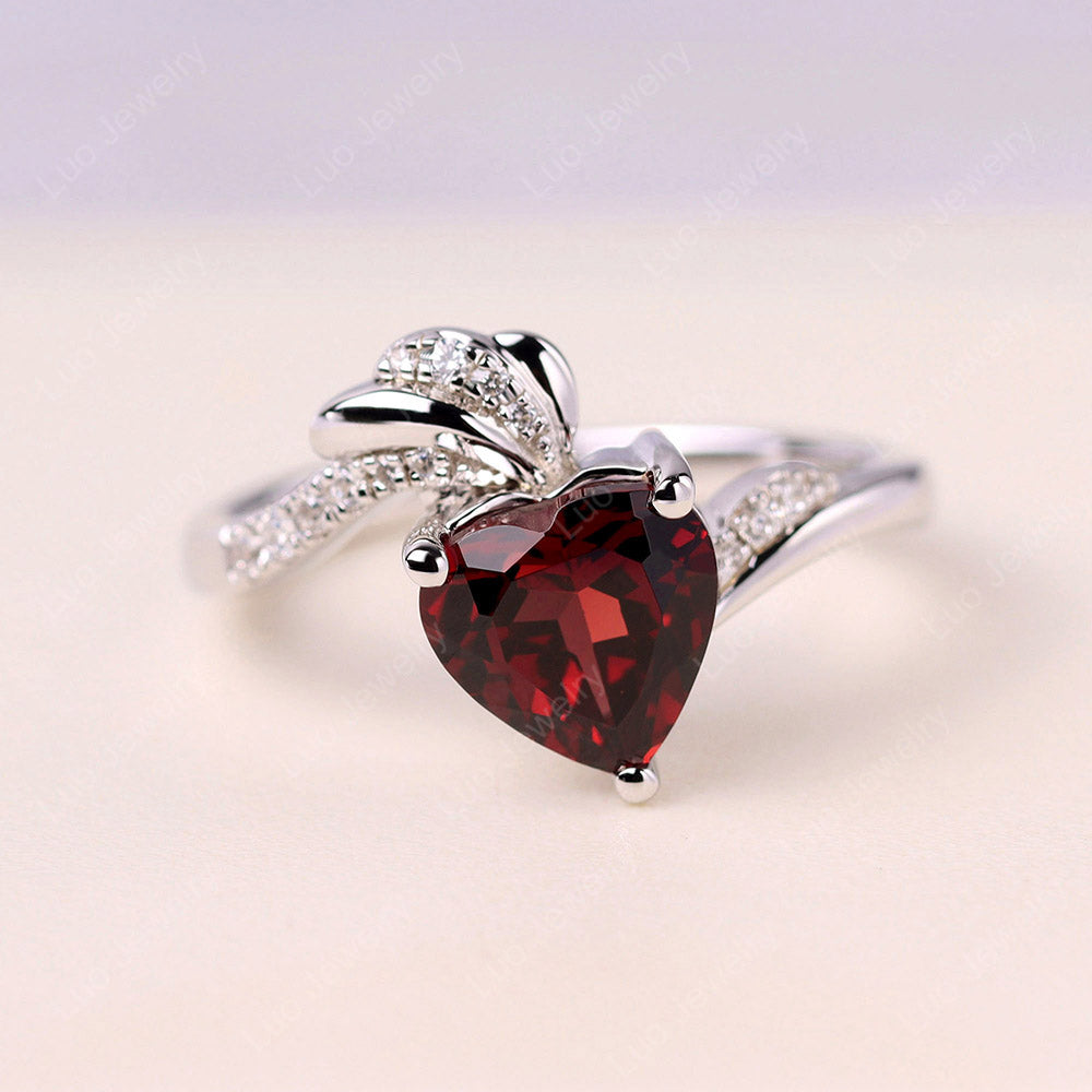 Heart Shaped Garnet Strawberry Ring