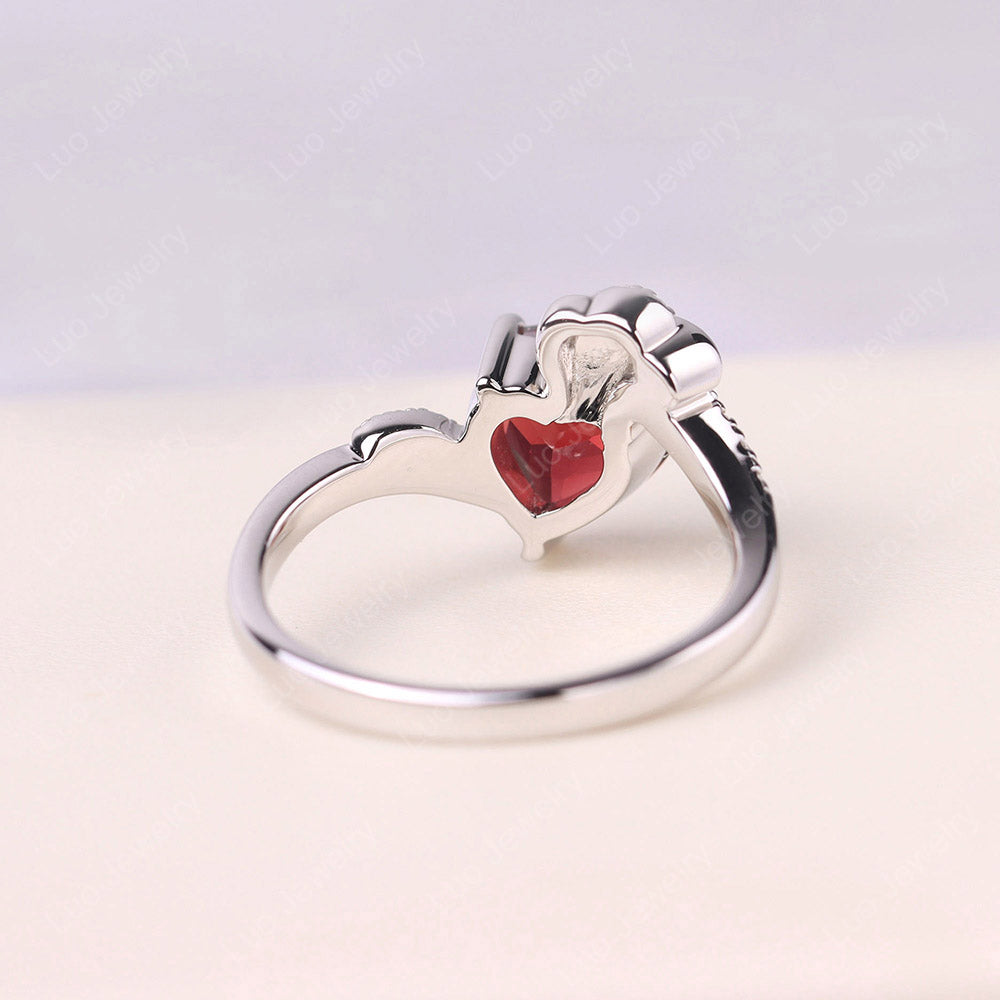 Heart Shaped Garnet Strawberry Ring