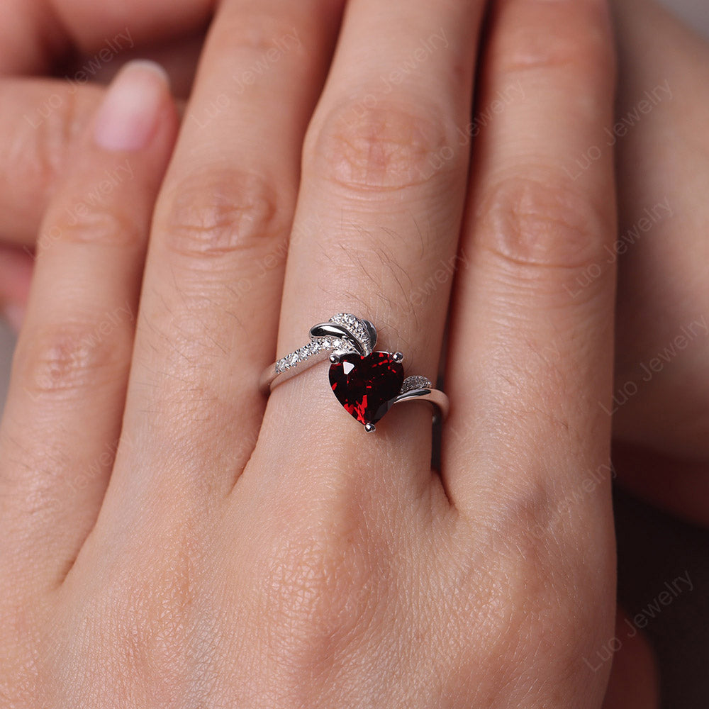 Heart Shaped Garnet Strawberry Ring