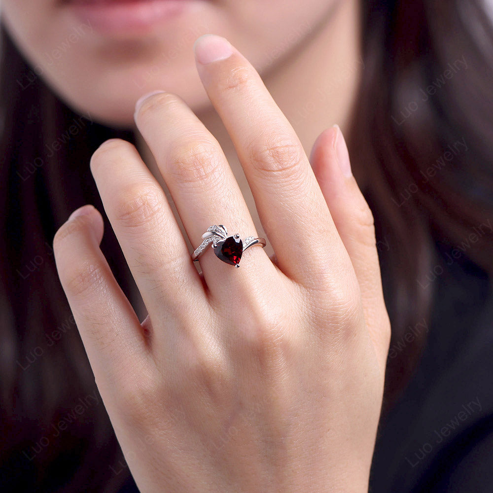 Heart Shaped Garnet Strawberry Ring