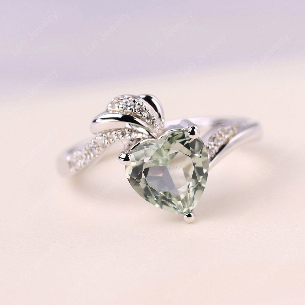 Heart Shaped Green Amethyst Strawberry Ring