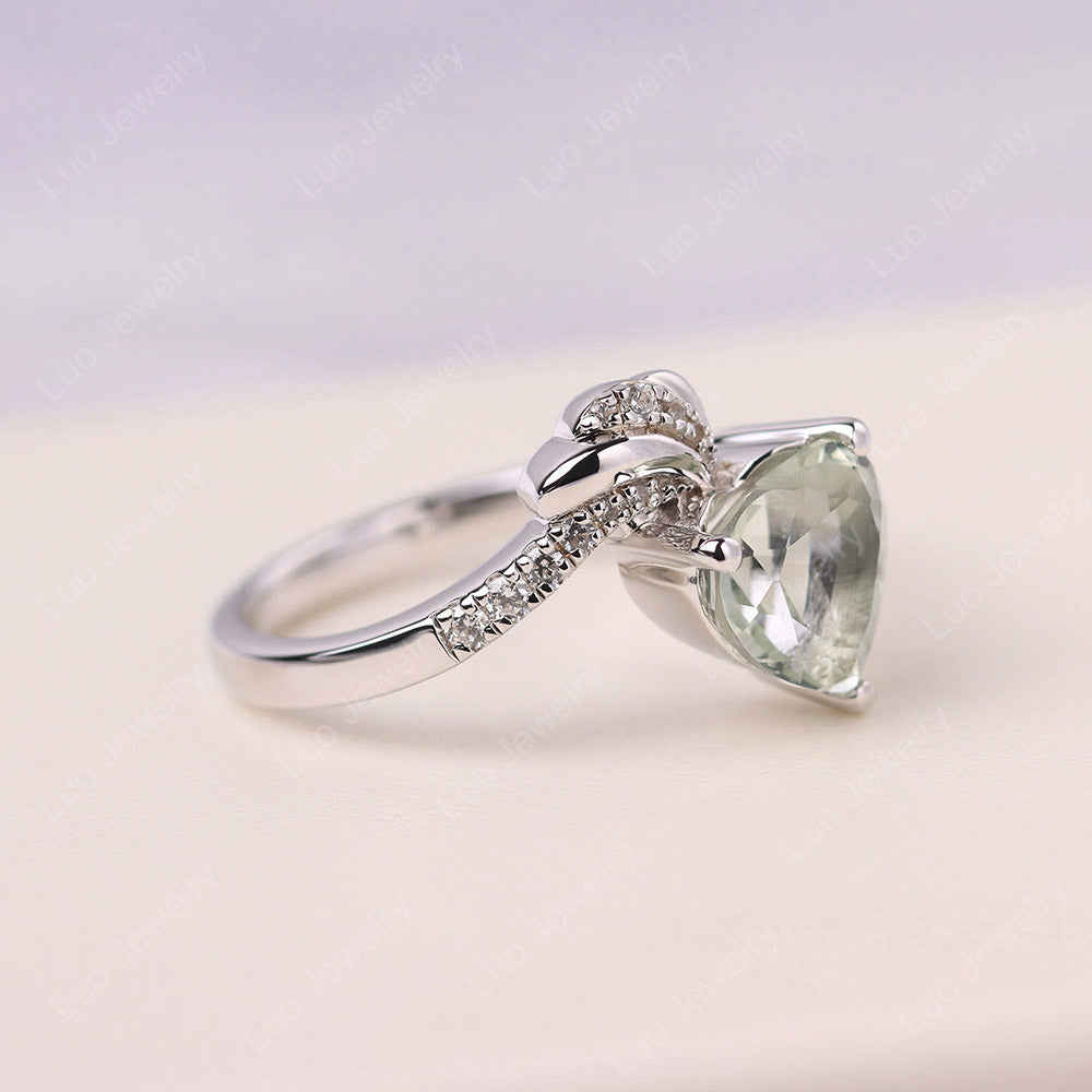 Heart Shaped Green Amethyst Strawberry Ring