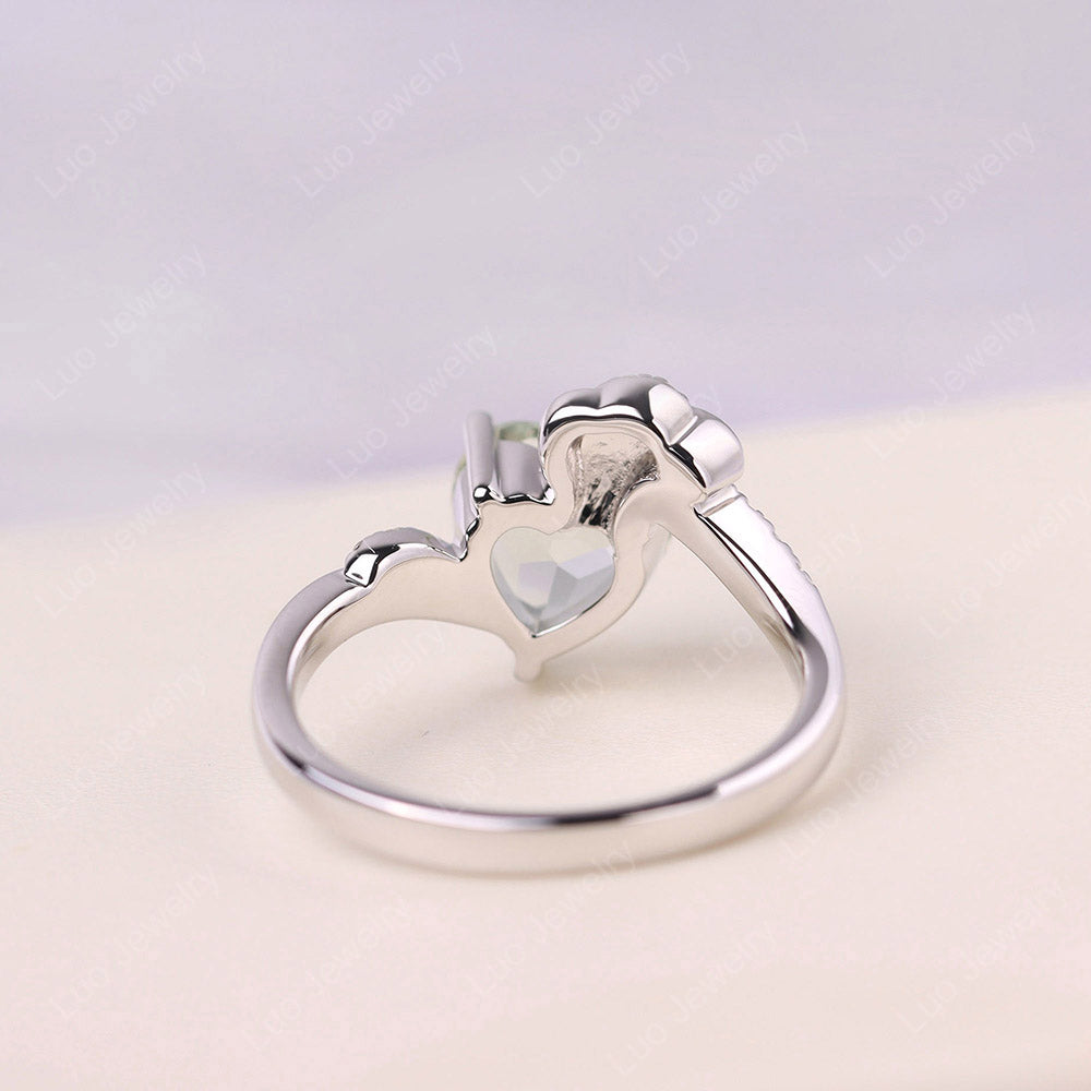 Heart Shaped Green Amethyst Strawberry Ring