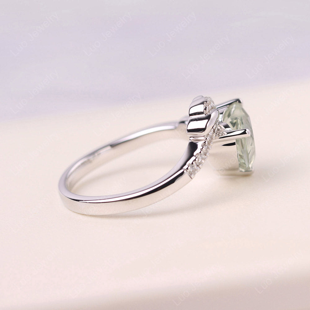 Heart Shaped Green Amethyst Strawberry Ring