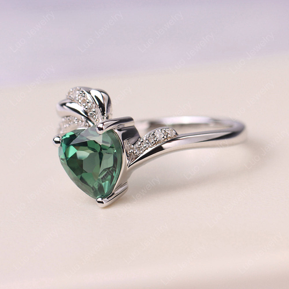 Heart Shaped Lab Grown Green Sapphire Strawberry Ring